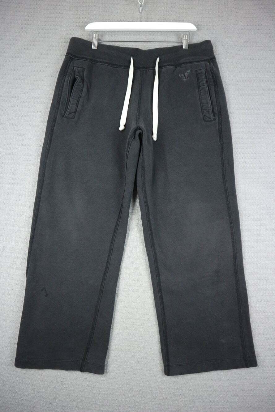American Eagle Faded Cotton Sweater Pants Large Black